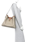 GG Icon Monogram Padlock Shoulder Bag Beige Dark Brown