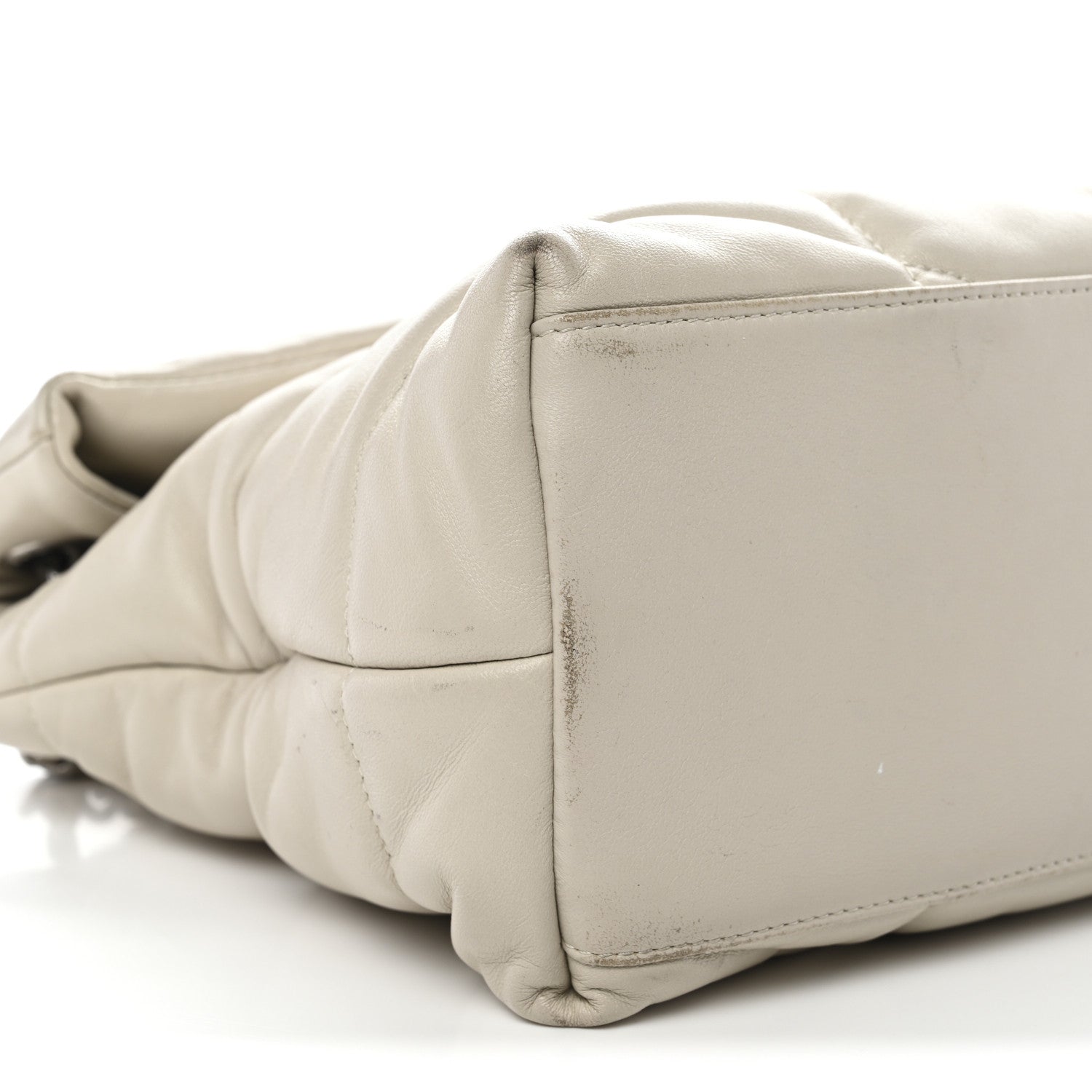 Lambskin Quilted Medium Loulou Puffer Monogram Chain Satchel Crema Soft