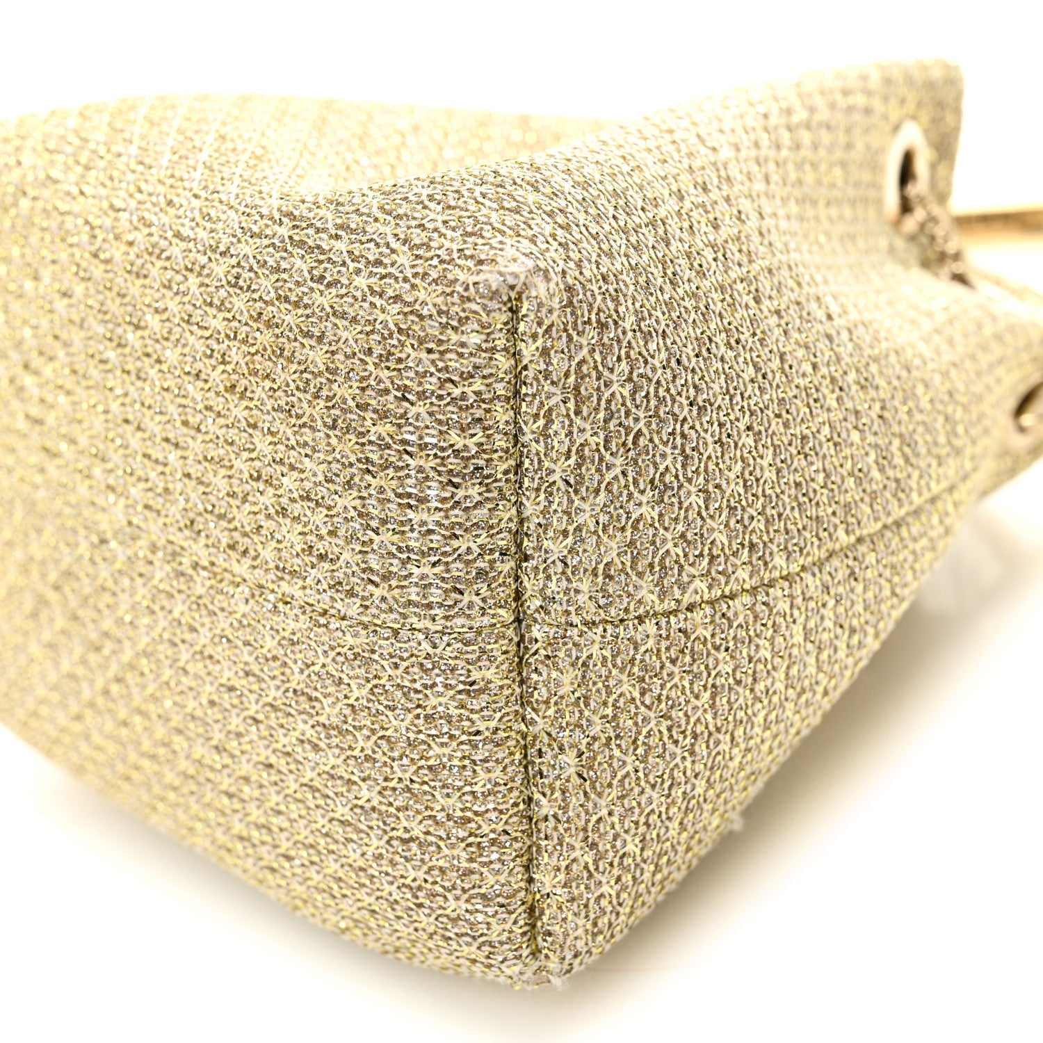 Metallic Woven Bon Bon Bag Champagne