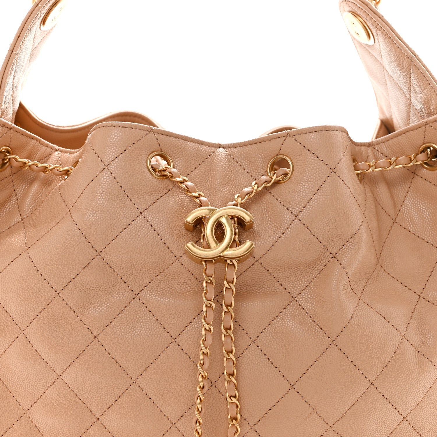 Caviar Quilted Medium CHNL 25 Handbag Beige