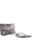 Sequin Medium Donut Chain Flamenco Knot Clutch Grey