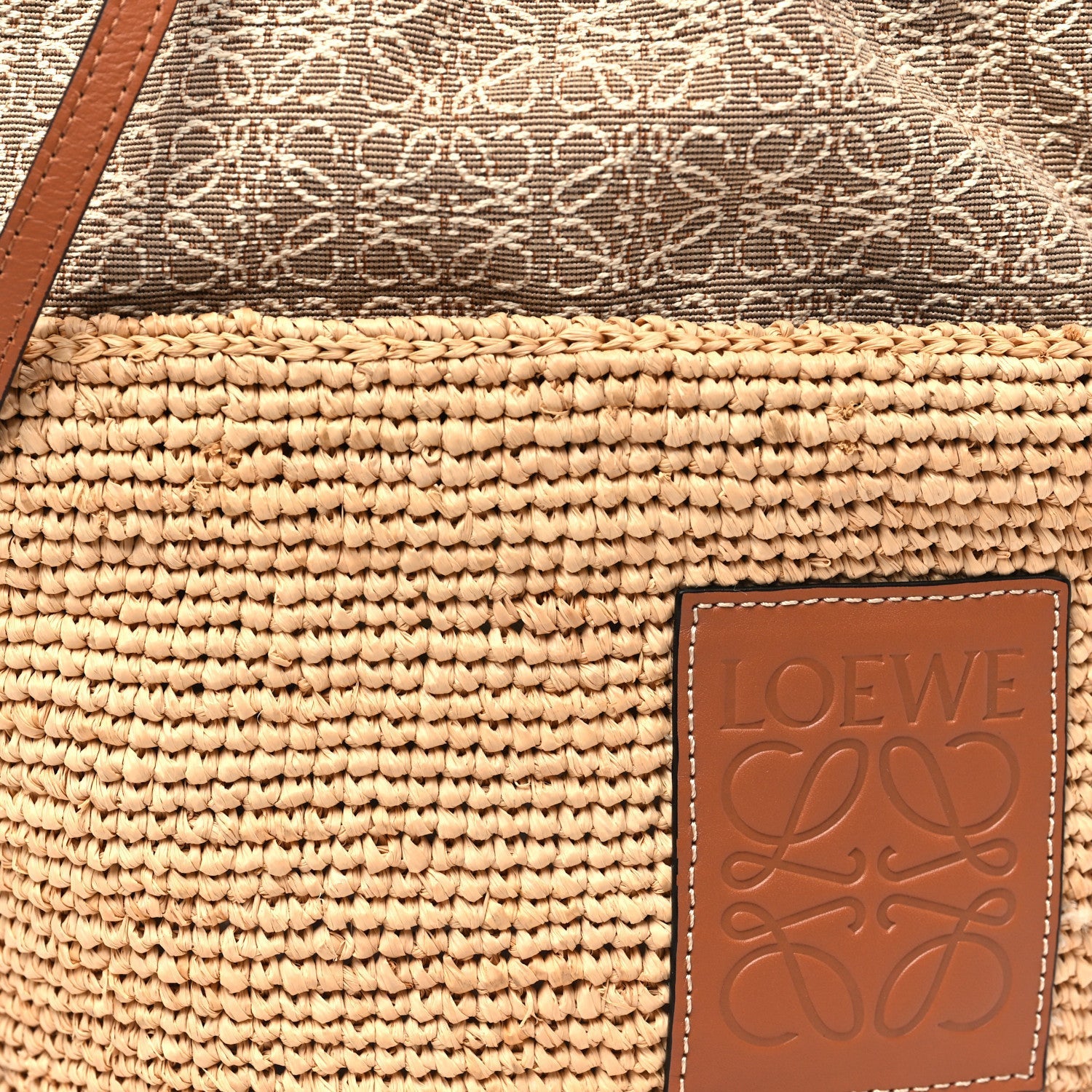 Calfskin Raffia Anagram Paulas Ibiza Pochette Bag Natural Tan