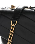 Calfskin Y Quilted Monogram Medium Loulou Chain Satchel Black