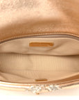 Metallic Calfskin Crochet Medium CHNL 19 Flap Gold