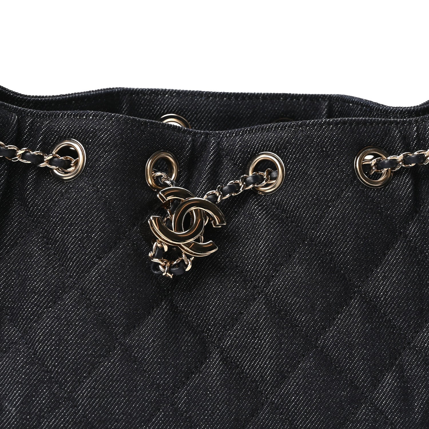 Denim Quilted Mini CHNL 25 Handbag Dark Blue