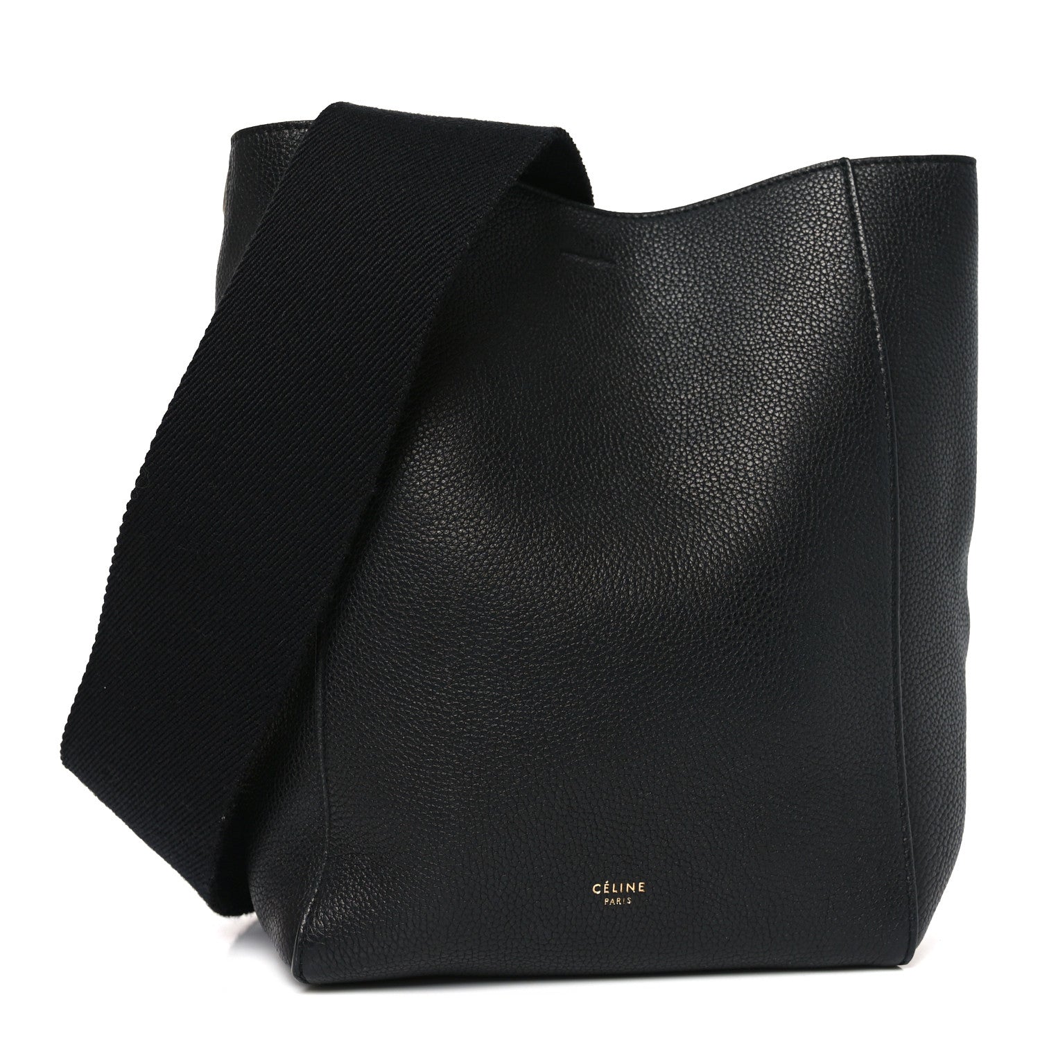 Soft Grained Calfskin Small Sangle Bucket Bag Black