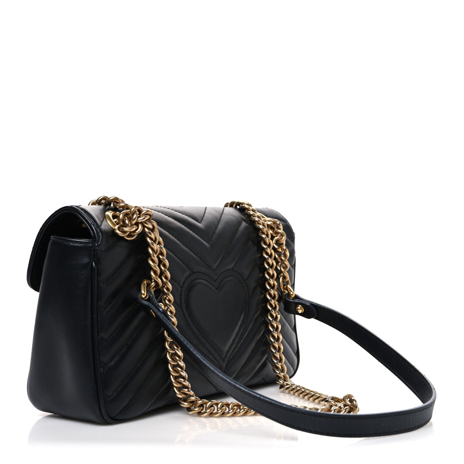 Calfskin Matelasse Small GG Marmont Shoulder Bag Black