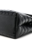Calfskin Y Quilted Monogram Medium Loulou Chain Satchel Black