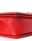 Lambskin Chevron Chain Stitched Medium Boy Flap Red