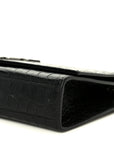 Calfskin Crocodile Embossed Medium Classic Monogram Kate Tassel Satchel Black