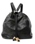 Lambskin CC Drawstring Backpack Black