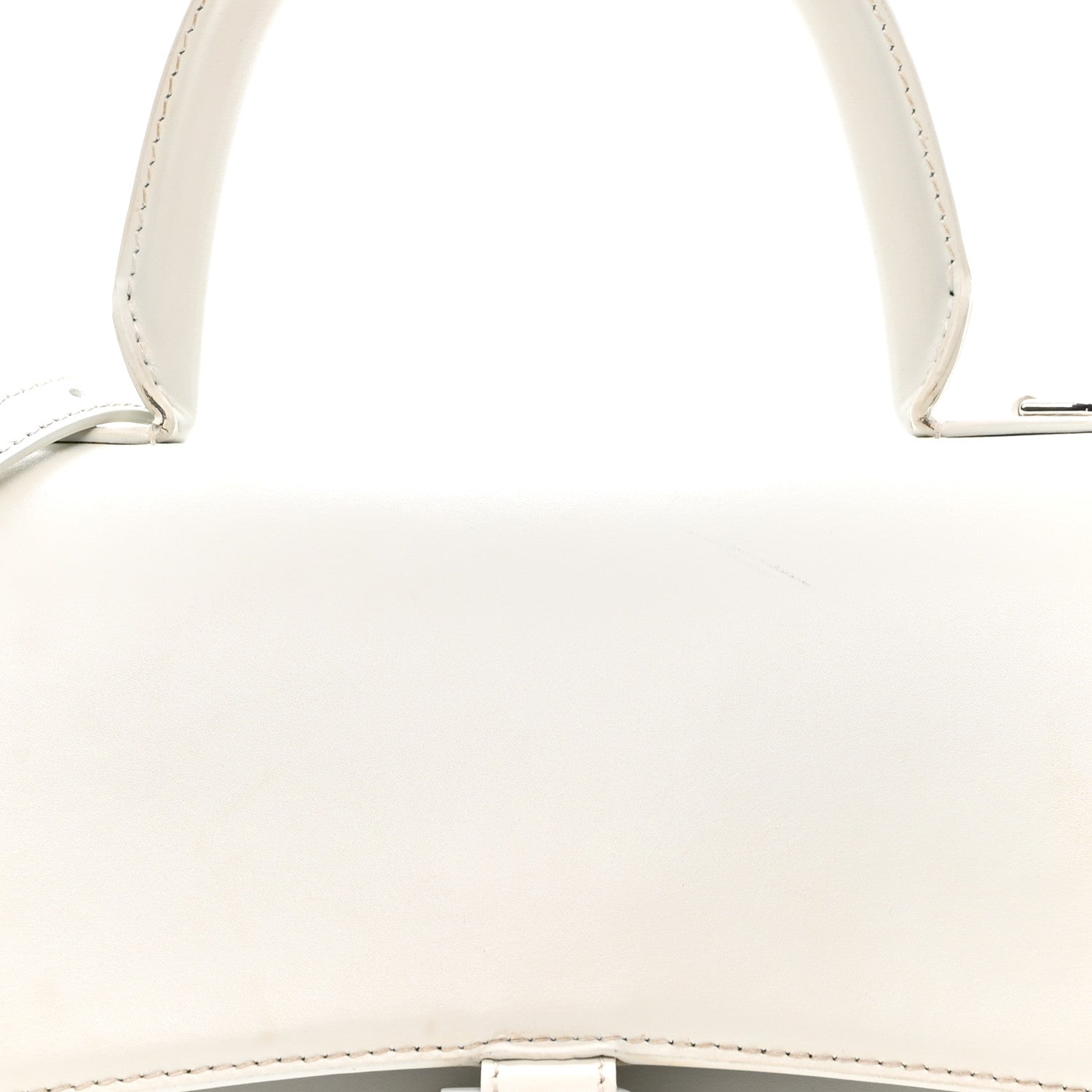Shiny Box Calfskin Tonal B Hourglass Stretch Top Handle Bag White