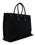 Linen Calfskin Rive Gauche Tote Black
