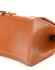 Shiny Box Calfskin Small Hourglass Top Handle Bag Camel