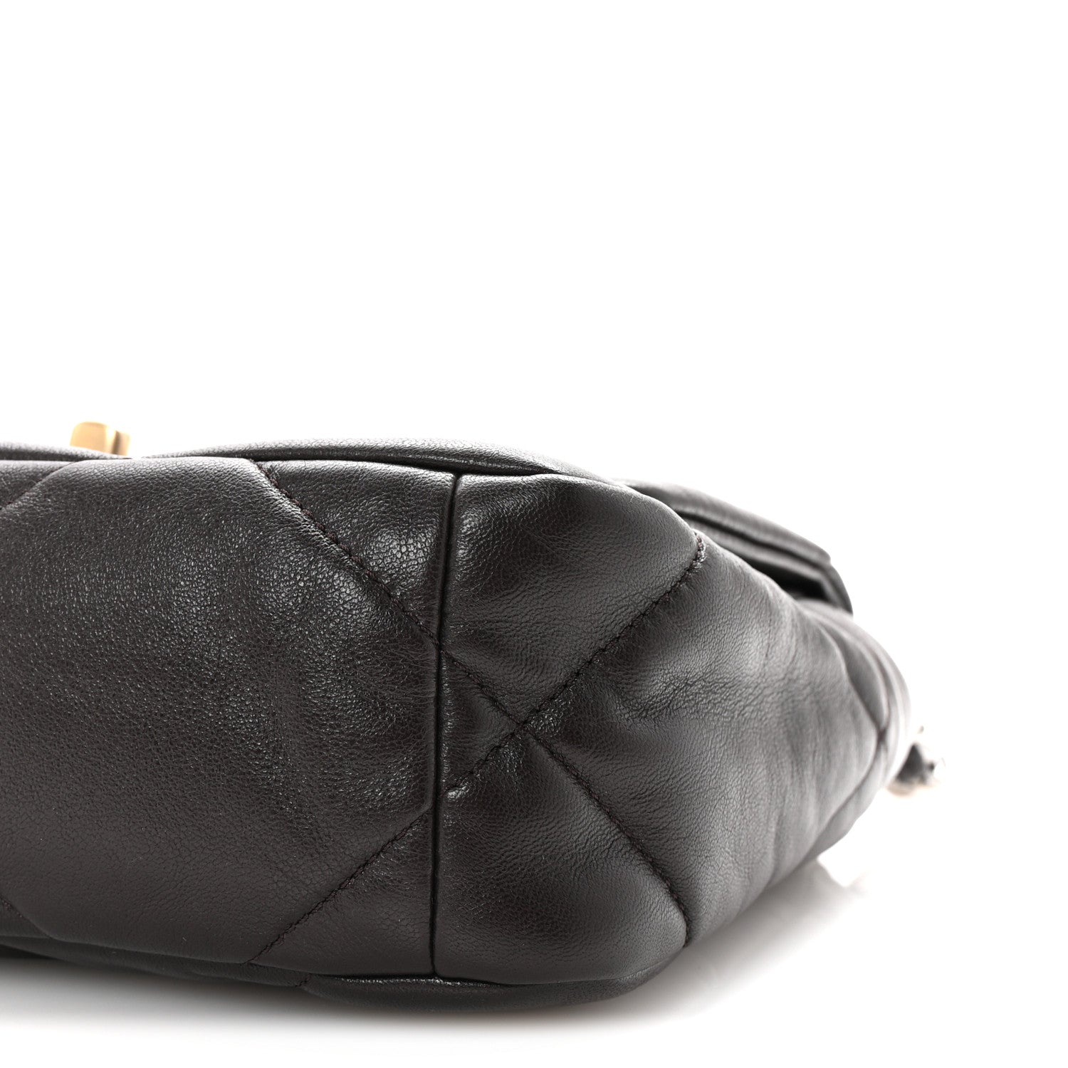 Lambskin Quilted Medium CHNL 19 Flap Dark Brown