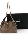 Suede Quilted Small CHNL 25 Handbag Dark Grey