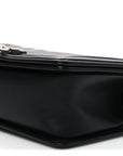 Calfskin Chevron Quilted Medium Boy Flap Black