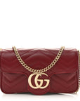 Calfskin Matelasse Super Mini GG Marmont Shoulder Bag Rosso Ancora