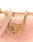 Saffiano Shearling Triangle Mini Pouch Orchidea