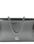 Textured Patent Bi-color GG Marmont Wallet on Chain  Silver Blue