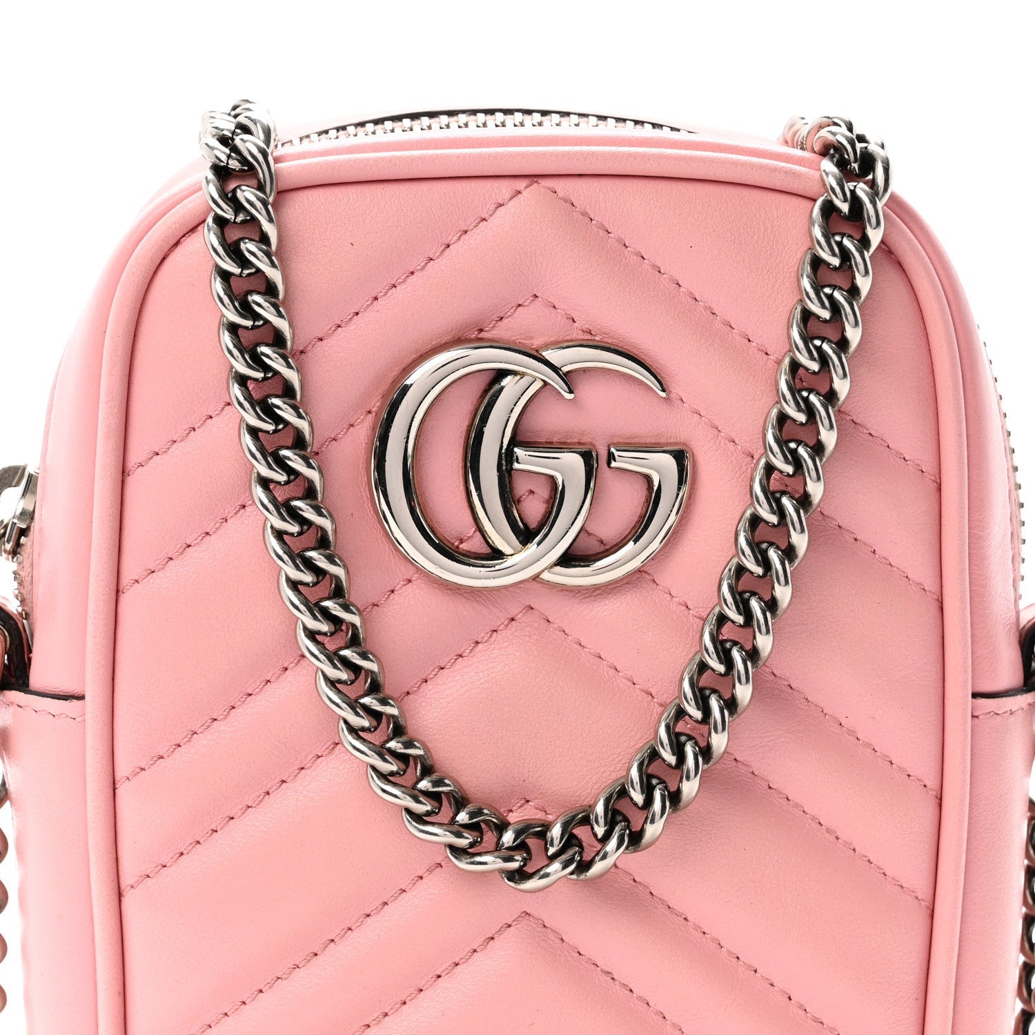 Calfskin Matelasse Mini GG Marmont Crossbody Bag Wild Rose