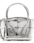 Mirror Laminated Nappa Maxi Intrecciato Mini Arco  Silver