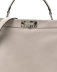 Vitello Seta Plexiglass Granite Large Peekaboo Iconic Satchel Polvere