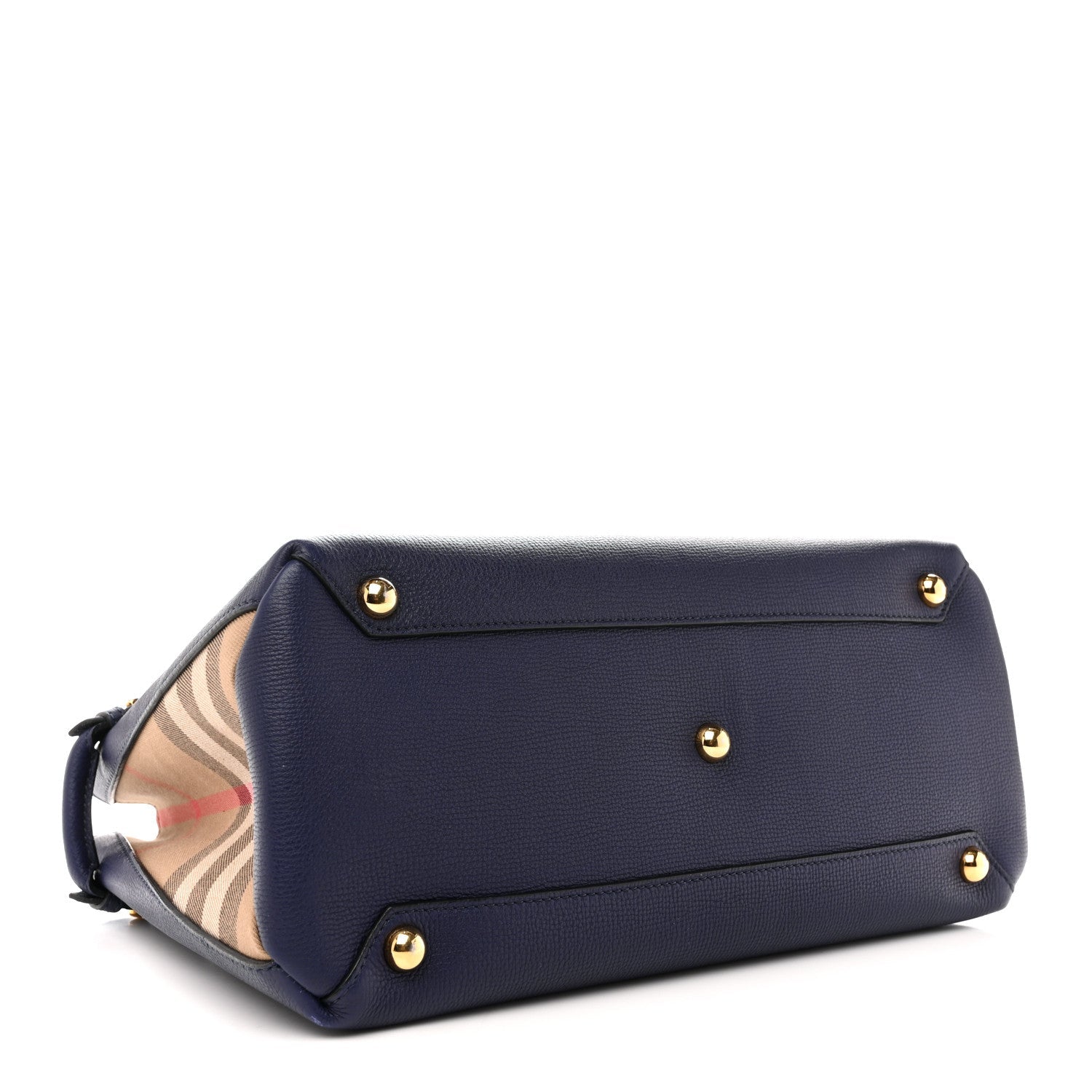 Derby Calfskin House Check Medium Banner Tote Ink Blue