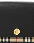 Coated Canvas Calfskin Vintage Check Medium Note Crossbody Bag Black
