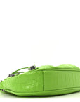 Extra Supple Calfskin Crocodile Embossed Le Cagole Mini Purse With Chain Acid Green