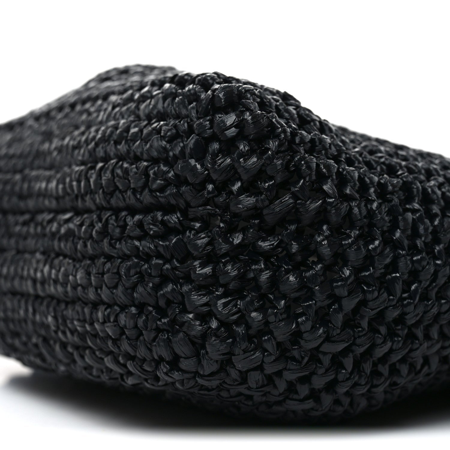 Yarn Raffia Effect Crochet Small Logo Tote Black