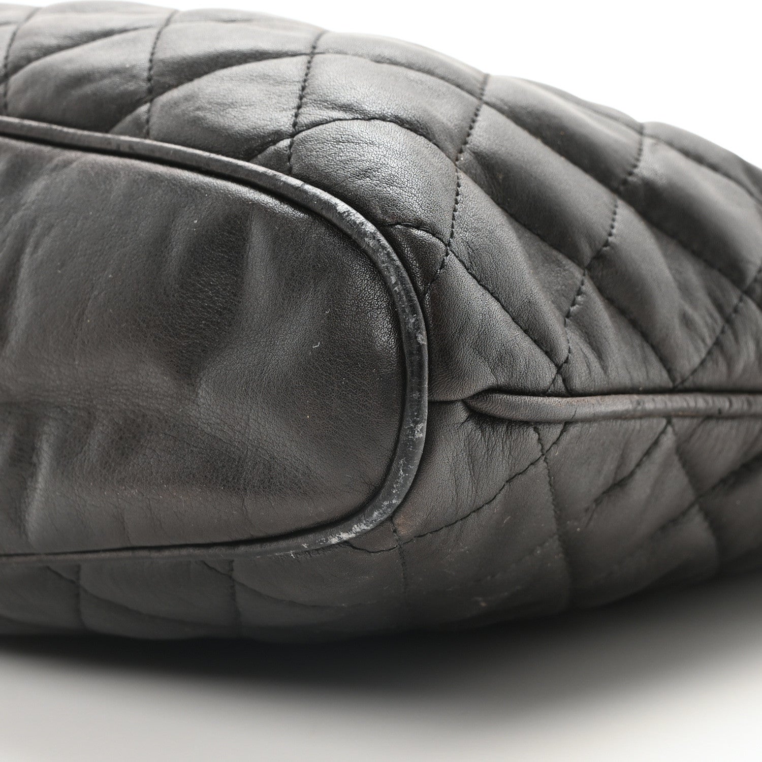 Calfskin Quilted CC Shopping Tote Black