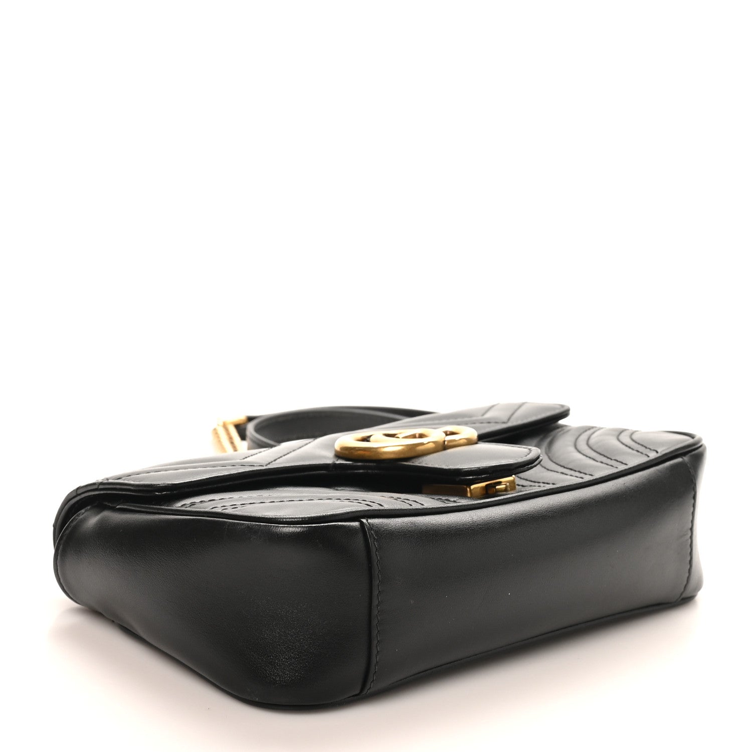 Calfskin Matelasse Mini GG Marmont Shoulder Bag Black