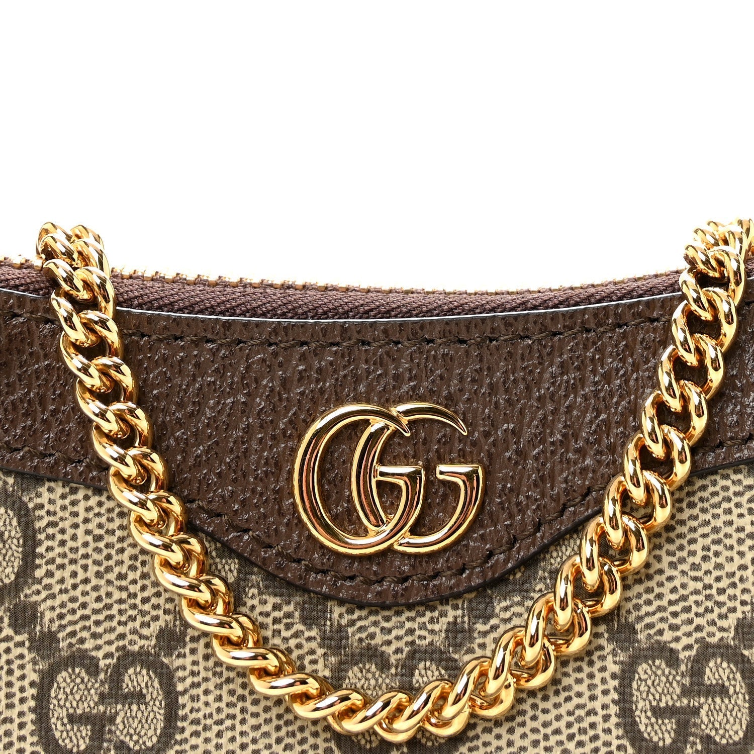 GG Supreme Monogram Textured Dollar Calfskin Mini Ophidia Chain Bag Beige Ebony