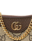 GG Supreme Monogram Textured Dollar Calfskin Mini Ophidia Chain Bag Beige Ebony