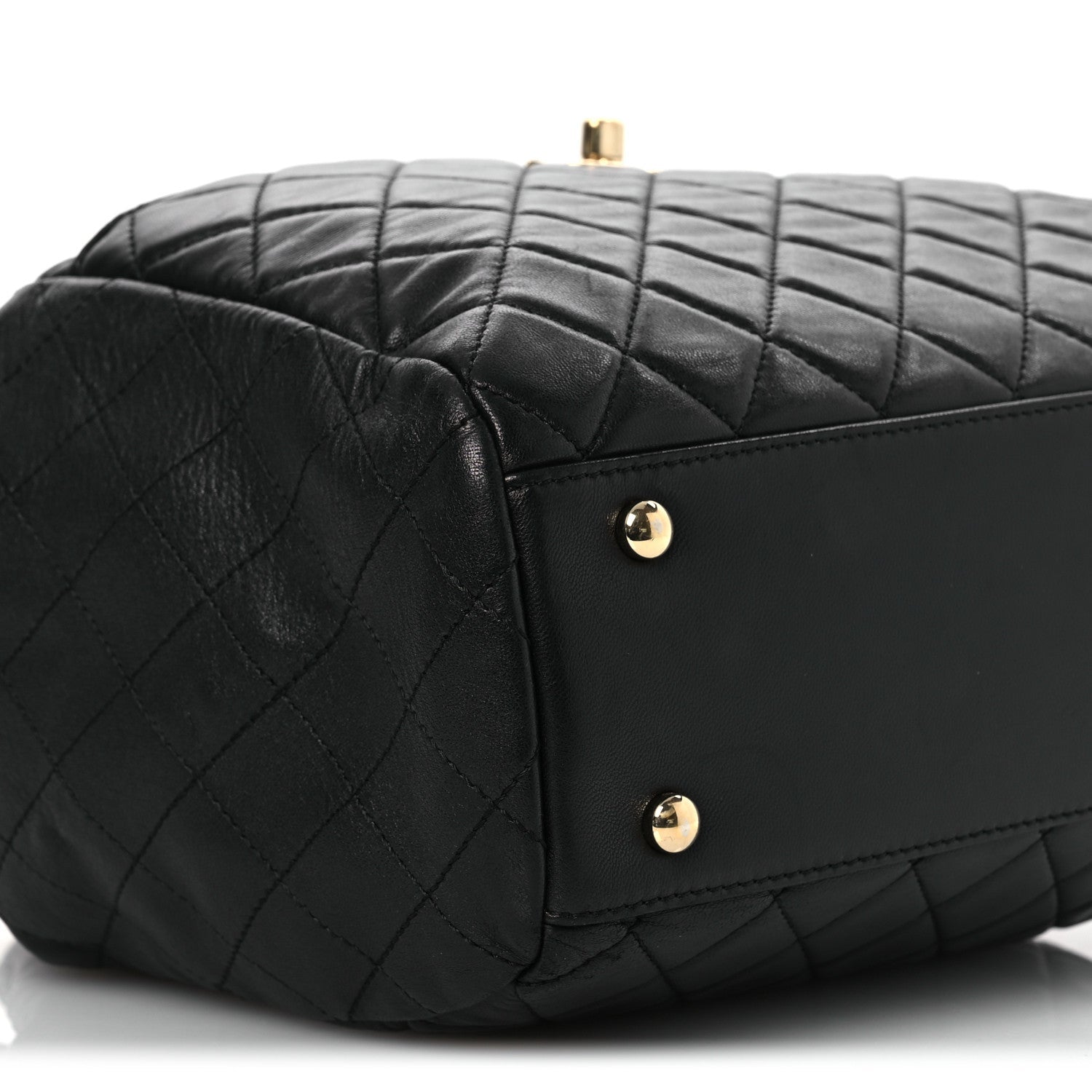 Lambskin Quilted Drawstring Bag Black