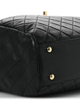 Lambskin Quilted Drawstring Bag Black