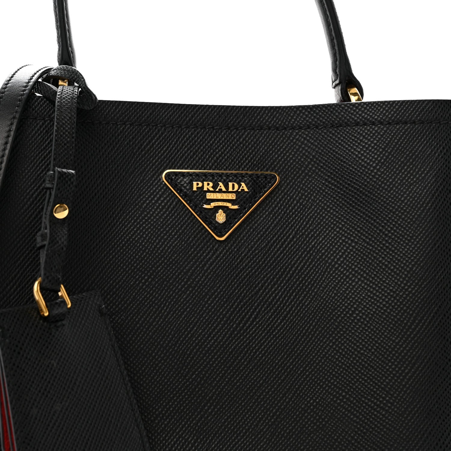 Saffiano Cuir Medium Panier Bucket Bag Black Fuoco