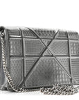 Metallic Patent Micro-Cannage D1ORama Wallet on Chain Pouch Silver
