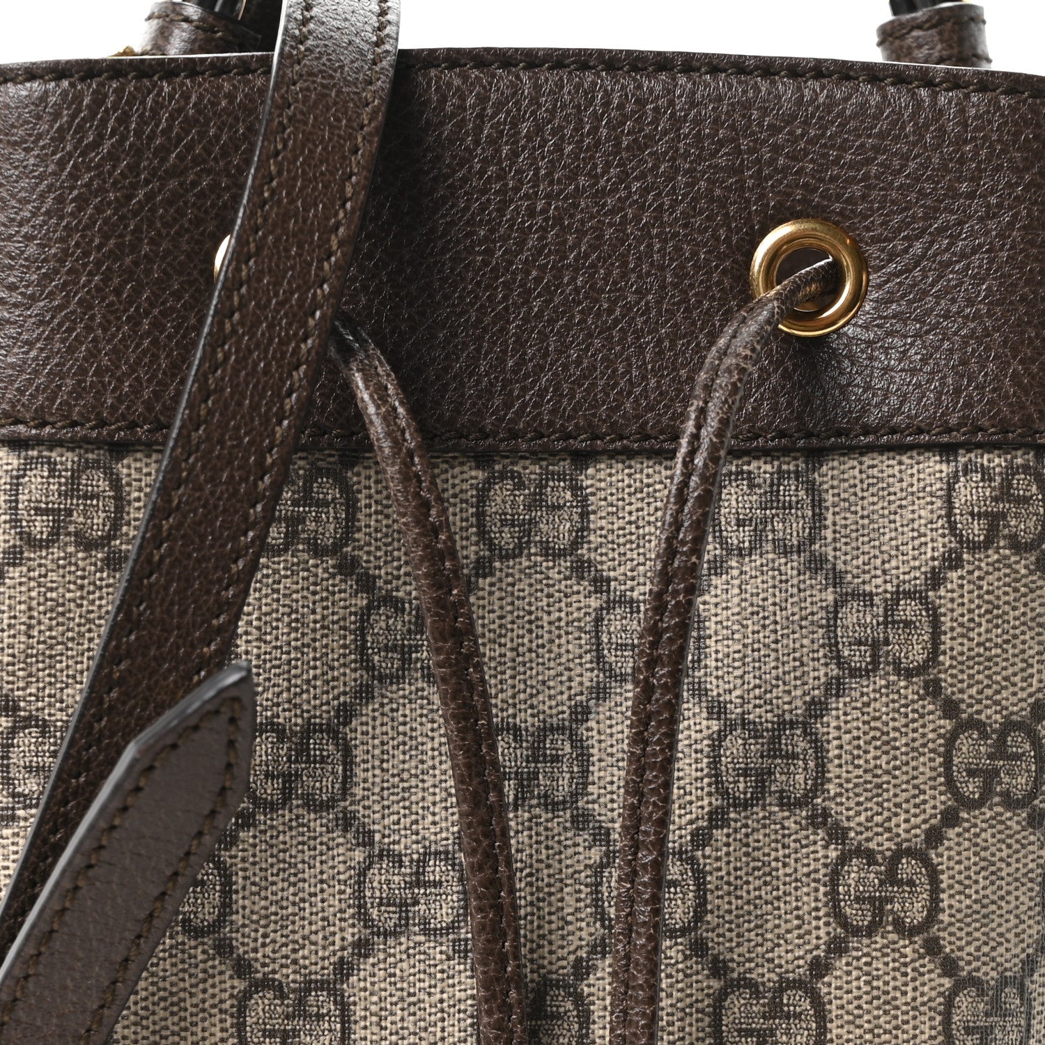 GG Supreme Monogram Web Small Ophidia Bucket Bag Brown