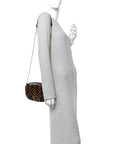 Shearling Vitello Dolce Macro FF 1974 Mini Baguette Tobacco Black