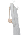 Braided Raffia Quilted Mini Rectangular Flap Dark Beige