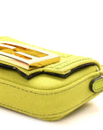 Canvas Vitello King FF Embroidered Nano Maxi Buckle Baguette Charm Wasabi