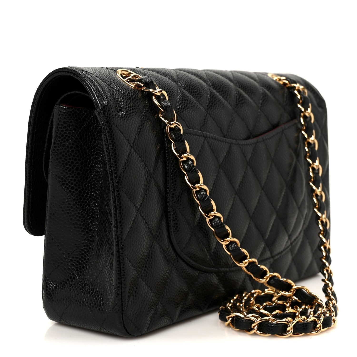 Caviar Quilted Medium Double Flap Black