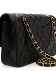 Caviar Quilted Medium Double Flap Black