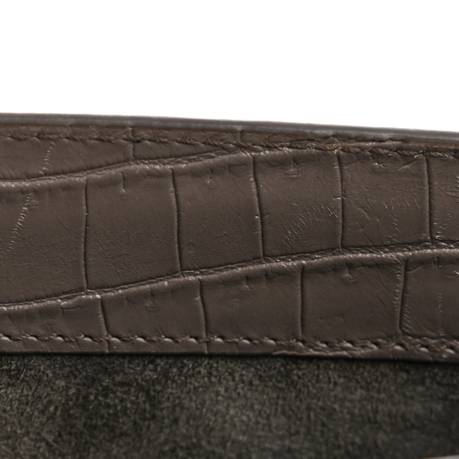 Calfskin Crocodile Embossed Medium Monogram Sunset Fog
