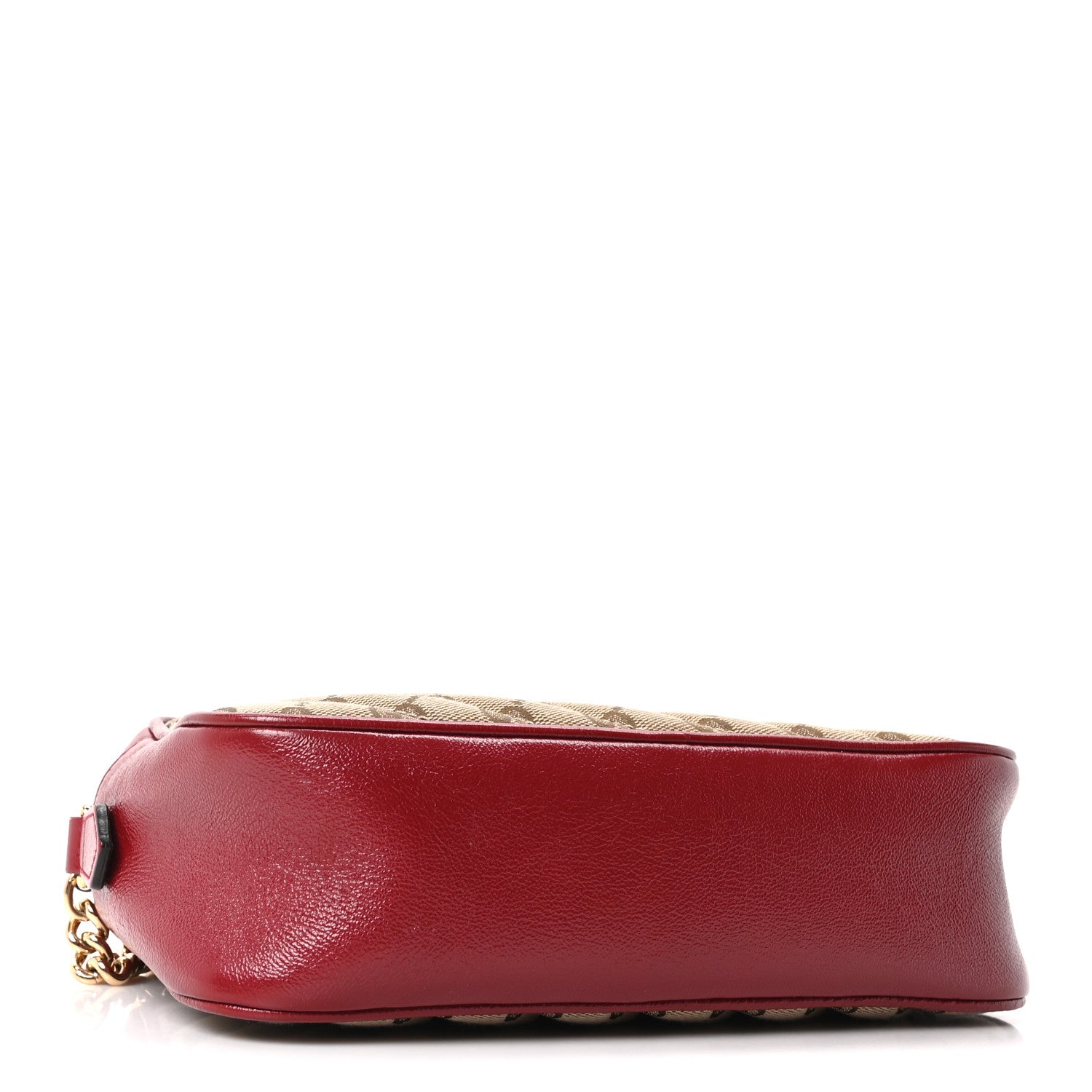 Monogram Azalea Calfskin Matelasse Diagonal Small GG Marmont Chain Shoulder Bag Beige Ebony New Cherry Red