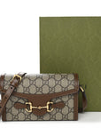 GG Supreme Monogram Mini Horsebit 1955 Shoulder Bag Beige Brown Sugar