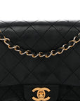Lambskin Quilted Medium Double Flap Black