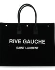 Linen Calfskin Rive Gauche Tote Black